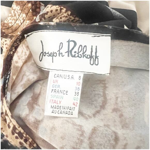 Joseph Ribkoff Animal Print Faux Wrap Dress Sz 8 Draped Front Stretch Above Knee - Picture 5 of 11